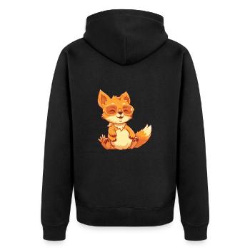 Fuchs Lustige Karikatur Kawaii Strand Illustration - Unisex Premium Bio Zip Hoodie - Schwarz - Hinten - Nico (187cm)
