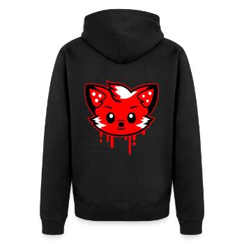 Fox Head Comic Cute - Unisex Premium Organic Zip Hoodie - black - Back - Nico (187cm)