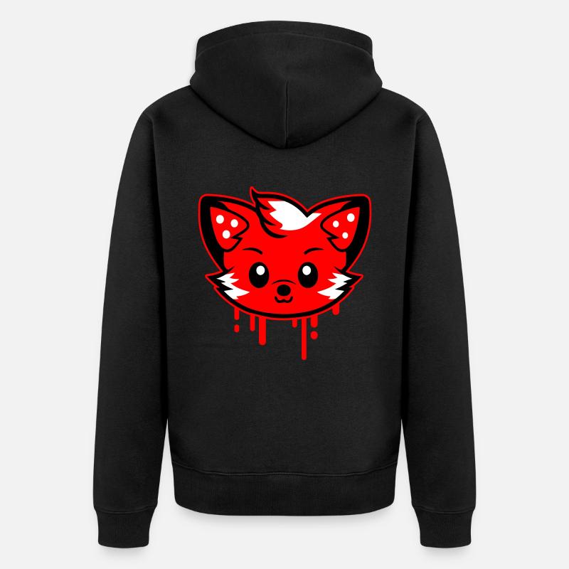 Fuchs Kopf Comic Niedlich - Unisex Premium Bio Zip Hoodie - Schwarz