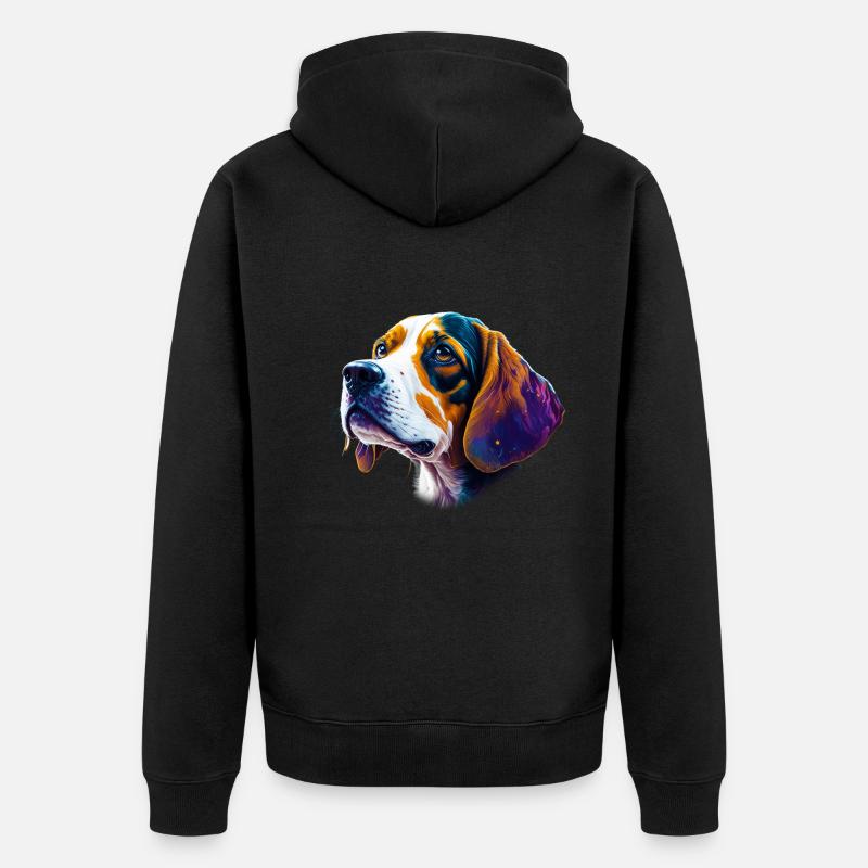 Beagle Abstract Art - Unisex Premium Bio Zip Hoodie - Schwarz