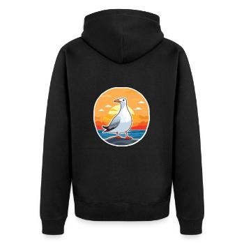 Seagull Funny Cartoon Kawaii Beach Illustration - Unisex Premium Organic Zip Hoodie - black - Back - Nico (187cm)