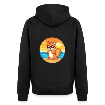 Squirrel Funny Cartoon Kawaii Beach Illustration - Unisex Premium Organic Zip Hoodie - black - Back - Nico (187cm)