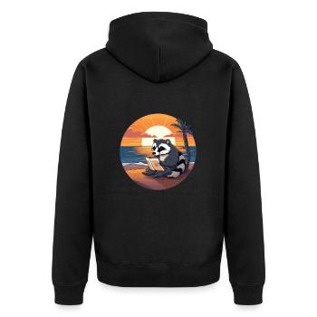 Blaireau Mignon Drôle Dessin Animé Kawaii Livre Plage - Veste à capuche bio Premium Unisexe - noir - Dos - Nico (187cm)