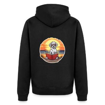 Dalmatiner Niedliche Lustige Karikatur Kawaii Buch Strand - Unisex Premium Bio Zip Hoodie - Schwarz - Hinten - Nico (187cm)