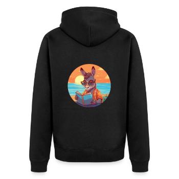 Esel Niedliche Lustige Karikatur Kawaii Buch Strand - Unisex Premium Bio Zip Hoodie - Schwarz - Hinten - Nico (187cm)