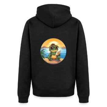 Grenouille Mignon Drôle Dessin Animé Kawaii Livre Plage - Veste à capuche bio Premium Unisexe - noir - Dos - Nico (187cm)