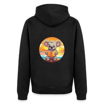 Koala Mignon Drôle Dessin Animé Kawaii Livre Plage - Veste à capuche bio Premium Unisexe - noir - Dos - Nico (187cm)