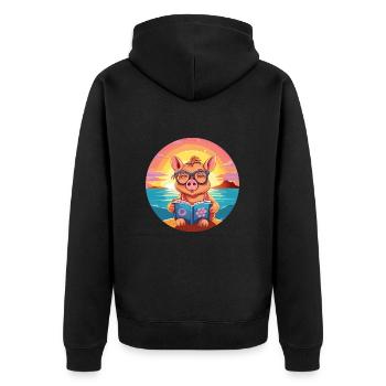 Cochon Mignon Drôle Dessin Animé Kawaii Livre Plage - Veste à capuche bio Premium Unisexe - noir - Dos - Nico (187cm)