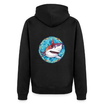 Shark Colorful Watercolor Animal Pet Illustration - Unisex Premium Organic Zip Hoodie - black - Back - Nico (187cm)