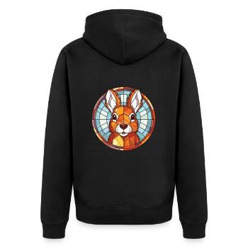 Eichhörnchen buntes Aquarell Tier Illustration - Unisex Premium Bio Zip Hoodie - Schwarz - Hinten - Nico (187cm)