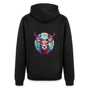 Wapiti Aquarelle colorée Animal animal Illustration d’animaux de compagnie - Veste à capuche bio Premium Unisexe - noir - Dos - Nico (187cm)