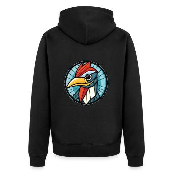 Specht bunte Aquarell Tier Illustration - Unisex Premium Bio Zip Hoodie - Schwarz - Hinten - Nico (187cm)