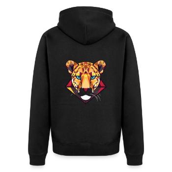Gepard bunte Aquarell-Tier-Illustration - Unisex Premium Bio Zip Hoodie - Schwarz - Hinten - Nico (187cm)