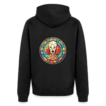 Pudelhund buntes Aquarell Tier Illustration - Unisex Premium Bio Zip Hoodie - Schwarz - Hinten - Nico (187cm)