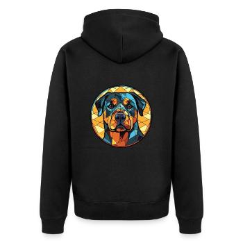 Rottweiler Hund Buntes Aquarell Tier Karikatur - Unisex Premium Bio Zip Hoodie - Schwarz - Hinten - Nico (187cm)