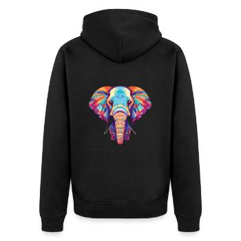 Elefant buntes Aquarell Tier Illustration - Unisex Premium Bio Zip Hoodie - Schwarz - Hinten - Nico (187cm)
