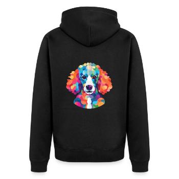Pudelhund buntes Aquarell Tier Illustration - Unisex Premium Bio Zip Hoodie - Schwarz - Hinten - Nico (187cm)