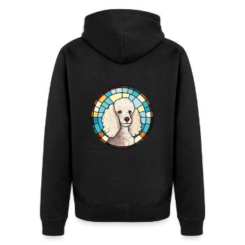 Pudelhund buntes Aquarell Tier Illustration - Unisex Premium Bio Zip Hoodie - Schwarz - Hinten - Nico (187cm)