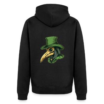 Pestdoktor Doktor Arzt - Unisex Premium Bio Zip Hoodie - Schwarz - Hinten - Nico (187cm)