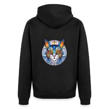 Aegean Cat Breed Colorful Watercolor Illustration - Unisex Premium Organic Zip Hoodie - black - Back - Nico (187cm)