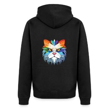Chat persan à poil long blanc aquarelle colorée - Veste à capuche bio Premium Unisexe - noir - Dos - Nico (187cm)