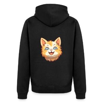 American Bobtail chat dessin animé aquarelle Clipart - Veste à capuche bio Premium Unisexe - noir - Dos - Nico (187cm)