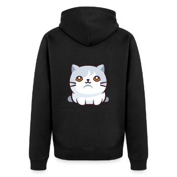 Scottish Fold Shorthair chat dessin animé Art de l’aquarelle - Veste à capuche bio Premium Unisexe - noir - Dos - Nico (187cm)