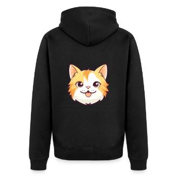 Hauskatze Cartoon Aquarell Illustration - Unisex Premium Bio Zip Hoodie - Schwarz - Hinten - Nico (187cm)