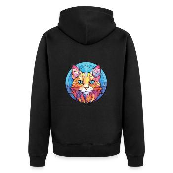 Australische Nebelkatze Bunte Aquarell-Karikatur - Unisex Premium Bio Zip Hoodie - Schwarz - Hinten - Nico (187cm)