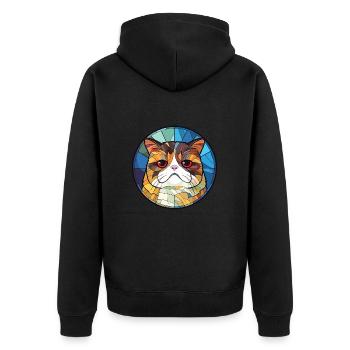 Exotic Shorthair Cat Colorful Watercolor Cartoon - Unisex Premium Organic Zip Hoodie - black - Back - Nico (187cm)