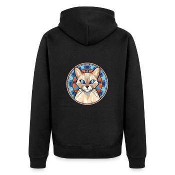 Balinesische Katze bunte Aquarell-Haustier-Illustration - Unisex Premium Bio Zip Hoodie - Schwarz - Hinten - Nico (187cm)