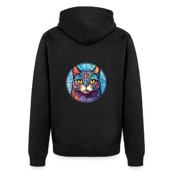Britisch Kurzhaar Katze Bunte Aquarell-Karikatur - Unisex Premium Bio Zip Hoodie - Schwarz - Hinten - Nico (187cm)