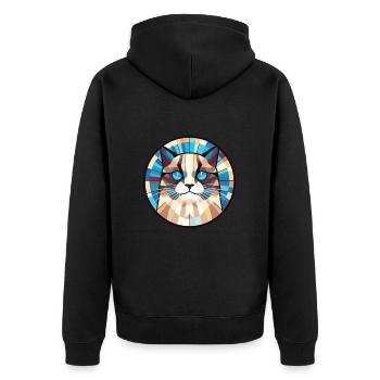 Birma Katze Rasse Bunte Aquarell Illustration - Unisex Premium Bio Zip Hoodie - Schwarz - Hinten - Nico (187cm)