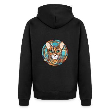 Bengal Katze Rasse bunte Aquarell Illustration - Unisex Premium Bio Zip Hoodie - Schwarz - Hinten - Nico (187cm)