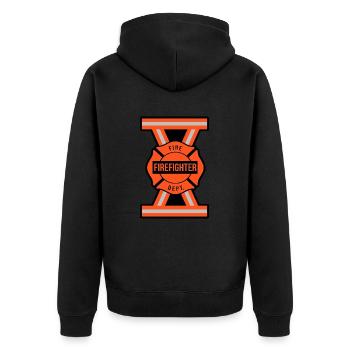 Feuerwehrmann Feuerwehrfrau - Unisex Premium Bio Zip Hoodie - Schwarz - Hinten - Nico (187cm)