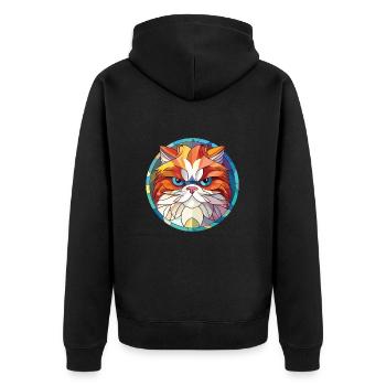 Persische Katze Rasse bunte Aquarell-Illustration - Unisex Premium Bio Zip Hoodie - Schwarz - Hinten - Nico (187cm)