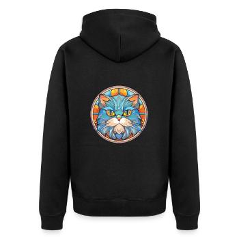 Persische Katze Rasse bunte Aquarell-Illustration - Unisex Premium Bio Zip Hoodie - Schwarz - Hinten - Nico (187cm)