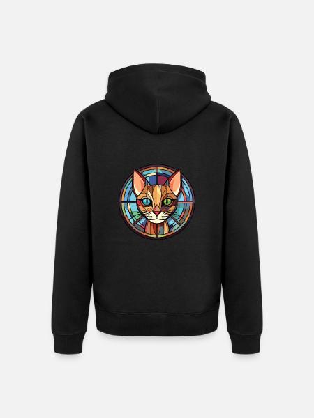 Havana Brown Cat Colorful Watercolor Illustration - Unisex Premium Organic Zip Hoodie - black
