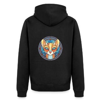 Javanesische Katze bunte Aquarell-Haustier-Illustration - Unisex Premium Bio Zip Hoodie - Schwarz - Hinten - Nico (187cm)