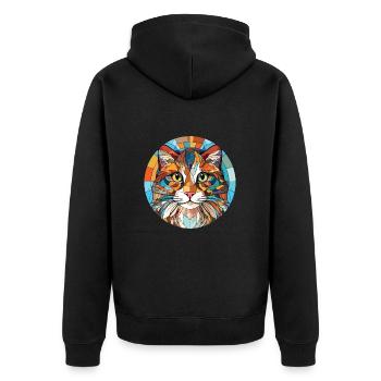 Laperm Cat Breed Illustration aquarelle colorée - Veste à capuche bio Premium Unisexe - noir - Dos - Nico (187cm)