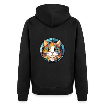 Munchkin-Katze bunte Aquarell-Haustier-Illustration - Unisex Premium Bio Zip Hoodie - Schwarz - Hinten - Nico (187cm)