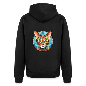 Ocicat Cat Breed Illustration aquarelle colorée - Veste à capuche bio Premium Unisexe - noir - Dos - Nico (187cm)