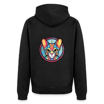 Ocicat Cat Breed Illustration aquarelle colorée - Veste à capuche bio Premium Unisexe - noir - Dos - Nico (187cm)