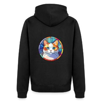 Munchkin-Katze bunte Aquarell-Haustier-Illustration - Unisex Premium Bio Zip Hoodie - Schwarz - Hinten - Nico (187cm)