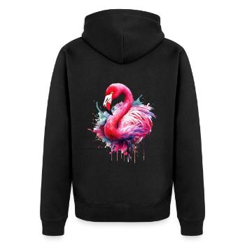 Flamant rose oiseau exotique Summer Splash rose rose - Veste à capuche bio Premium Unisexe - noir - Dos - Nico (187cm)