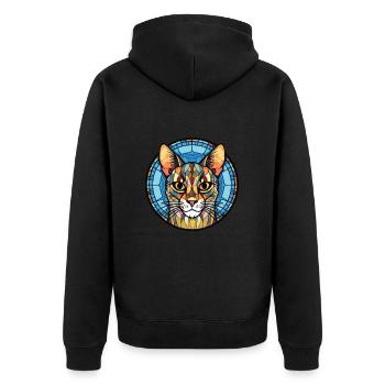 Savannah Katze bunte Aquarell-Haustier-Illustration - Unisex Premium Bio Zip Hoodie - Schwarz - Hinten - Nico (187cm)