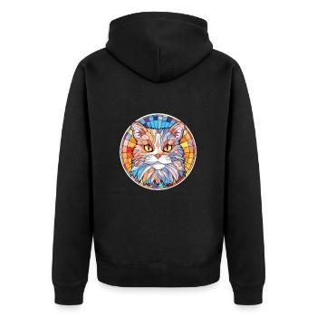 Selkirk Rex Katze Bunte Aquarell-Illustration - Unisex Premium Bio Zip Hoodie - Schwarz - Hinten - Nico (187cm)