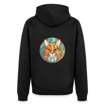 Somali Cat Breed Colorful Watercolor Illustration - Unisex Premium Organic Zip Hoodie - black - Back - Nico (187cm)