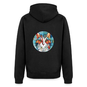 Turkish Angora Cat Colorful Watercolor Pet Cartoon - Unisex Premium Organic Zip Hoodie - black - Back - Nico (187cm)