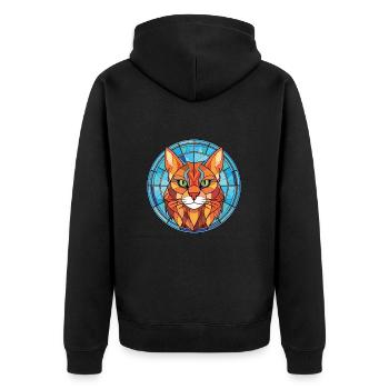 Somali Cat Breed Colorful Watercolor Illustration - Unisex Premium Organic Zip Hoodie - black - Back - Nico (187cm)